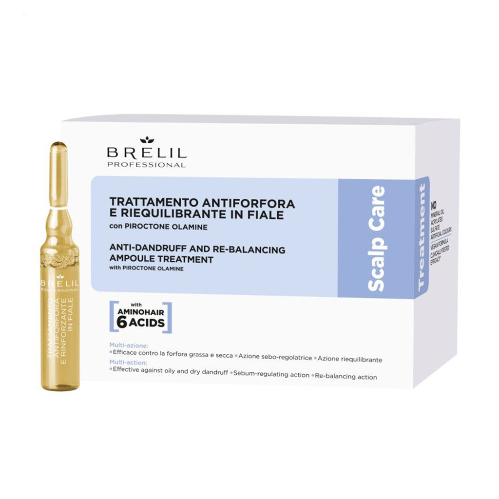 

Ампули для волосся Brelil Scalp Care Treatment Anti-Dandruff And Re-Balancing Ampoules Treatment проти лупи, 10*7мл