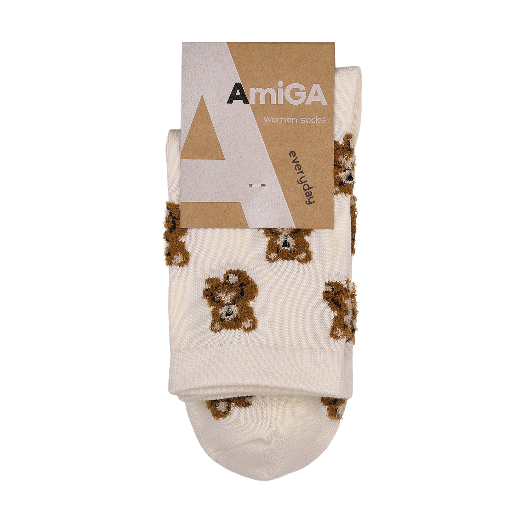 

Жіночі шкарпетки AmiGA ведмідь, молочні/білі, розмір 23-25