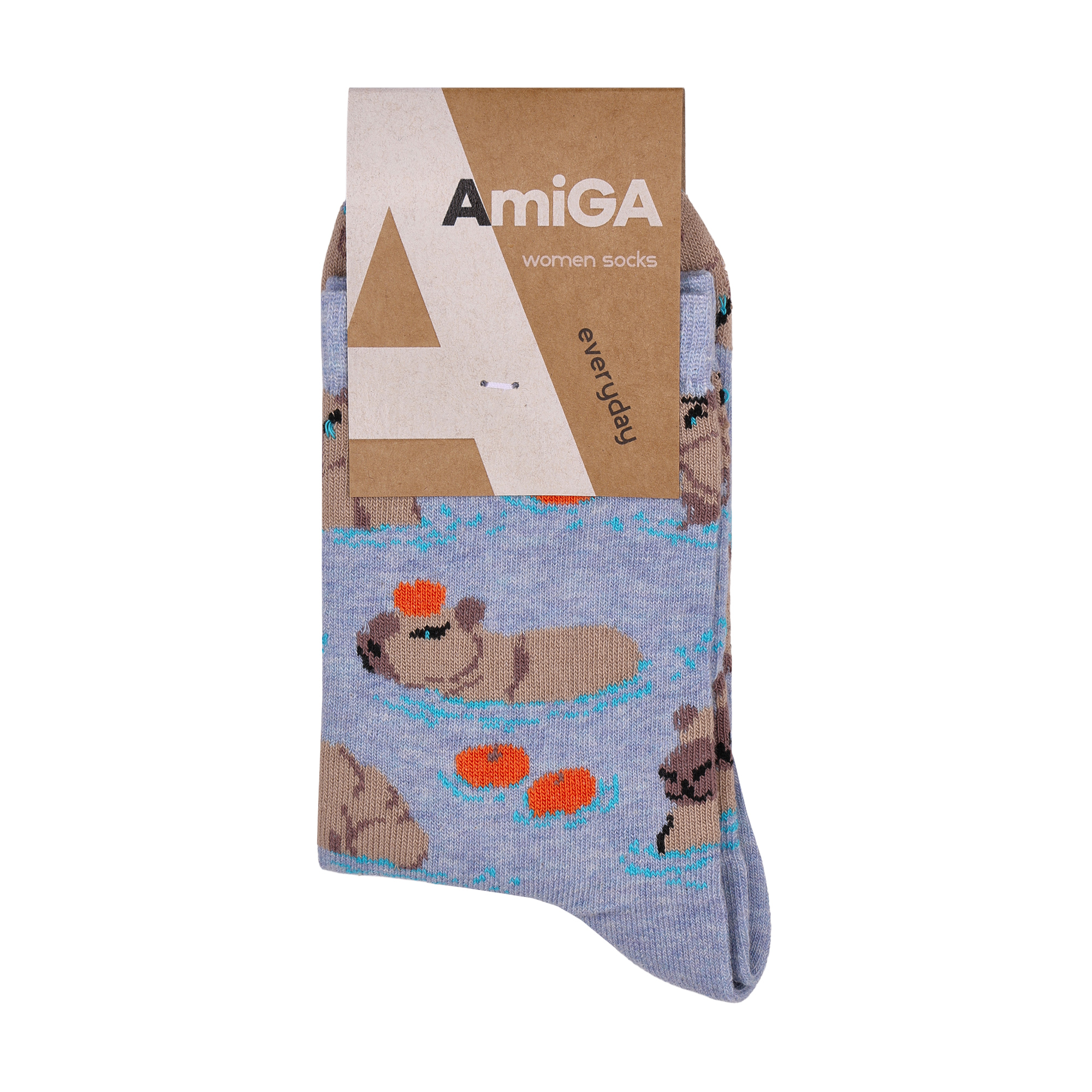 

Жіночі шкарпетки AmiGA капібара, блакитні, розмір 23-25