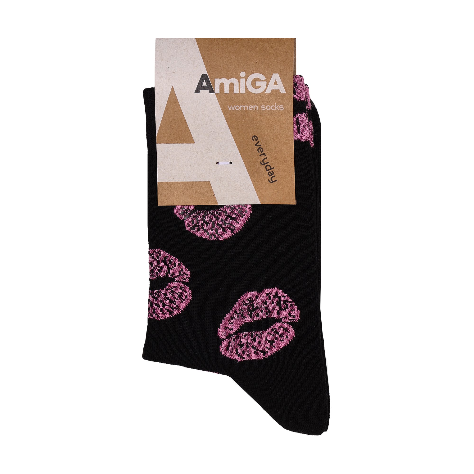 

Жіночі шкарпетки AmiGA з губами, чорні, розмір 23-25