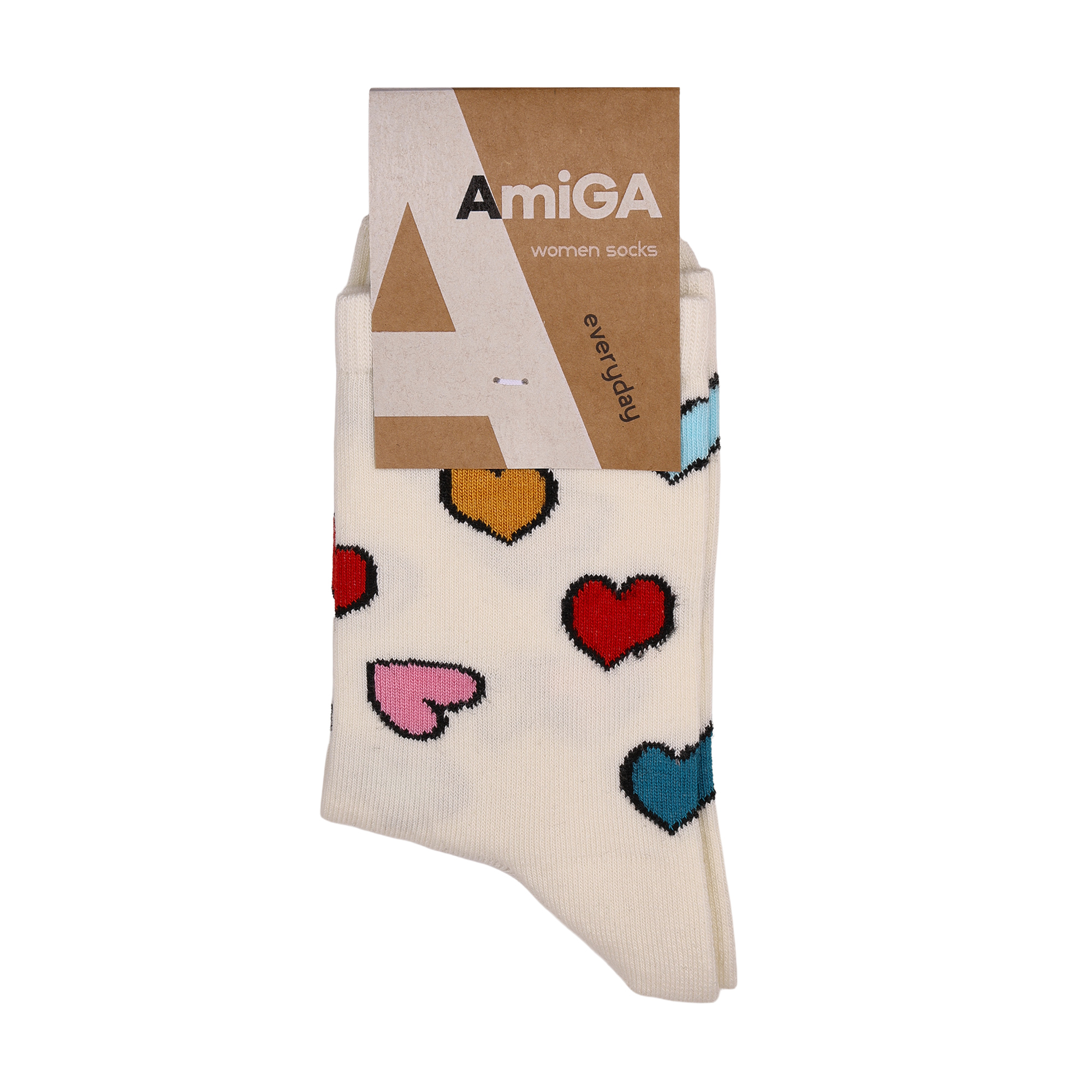 

Жіночі шкарпетки AmiGA різнобарвні серця, білі, розмір 23-25