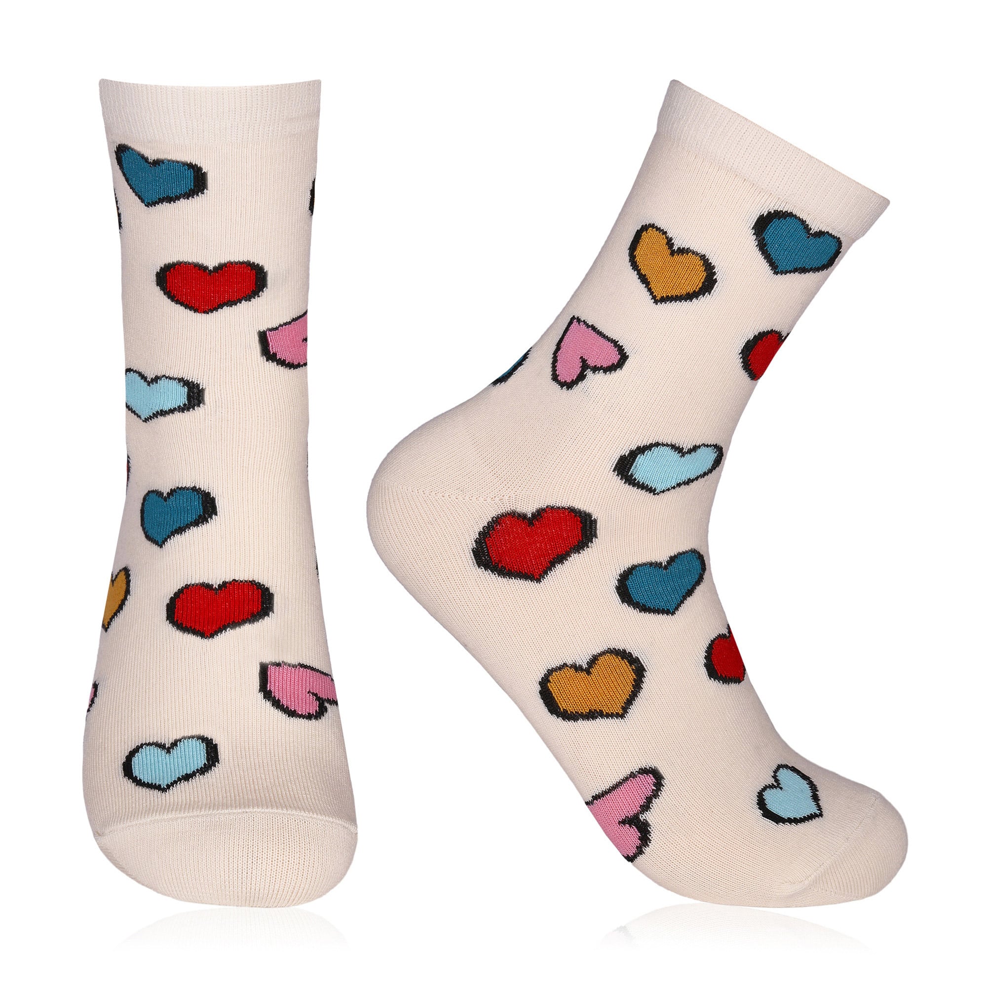 

Жіночі шкарпетки AmiGA різнобарвні серця, білі, розмір 23-25