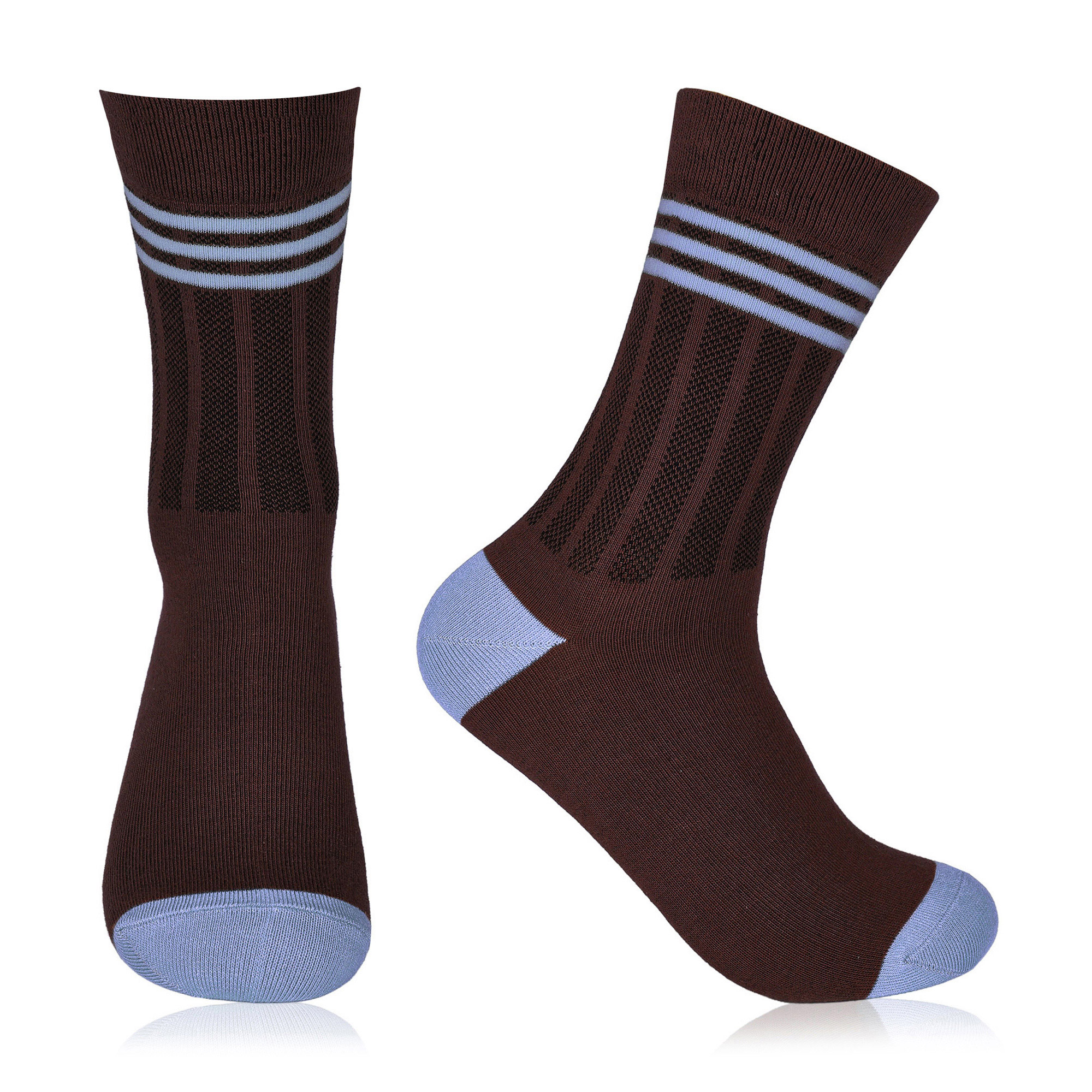 

Шкарпетки жіночі AmiGA високі зі смужками, коричнево-блакитні, розмір 23-25