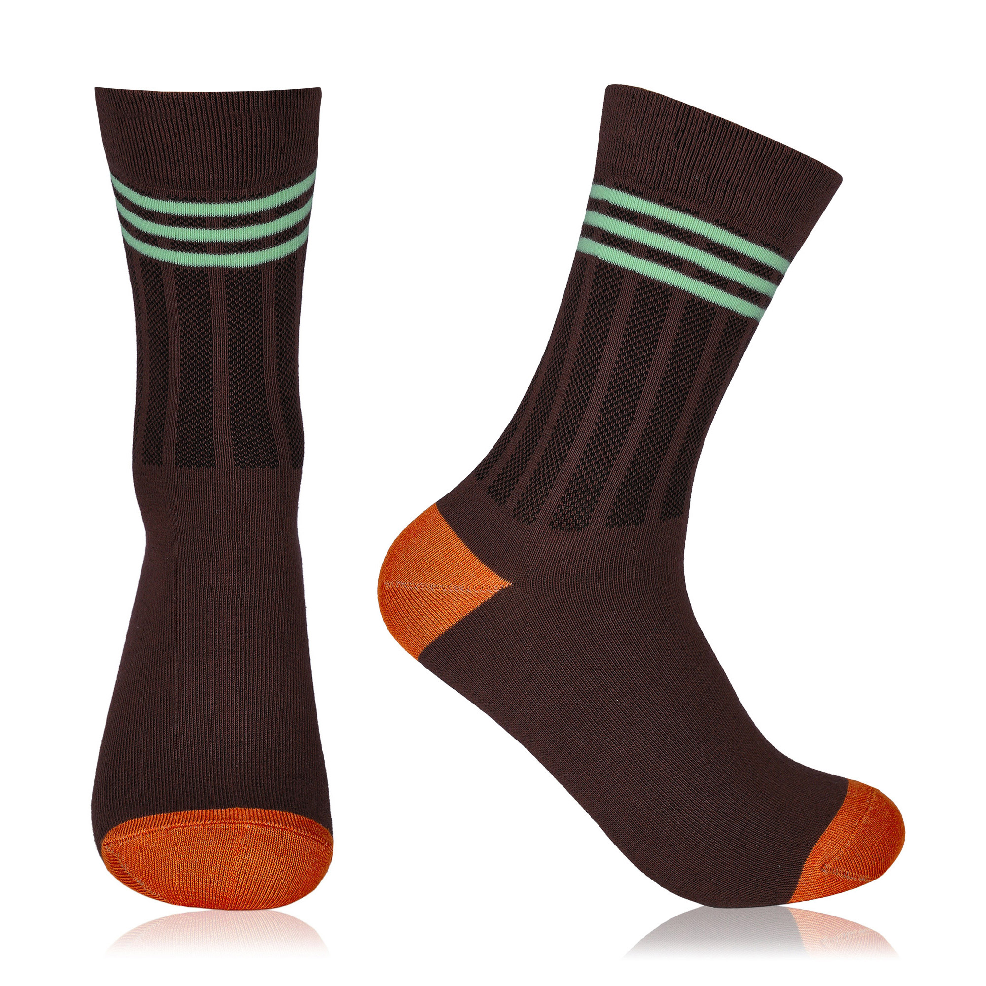 

Шкарпетки жіночі AmiGA високі зі смужками, коричнево-зелені, розмір 23-25