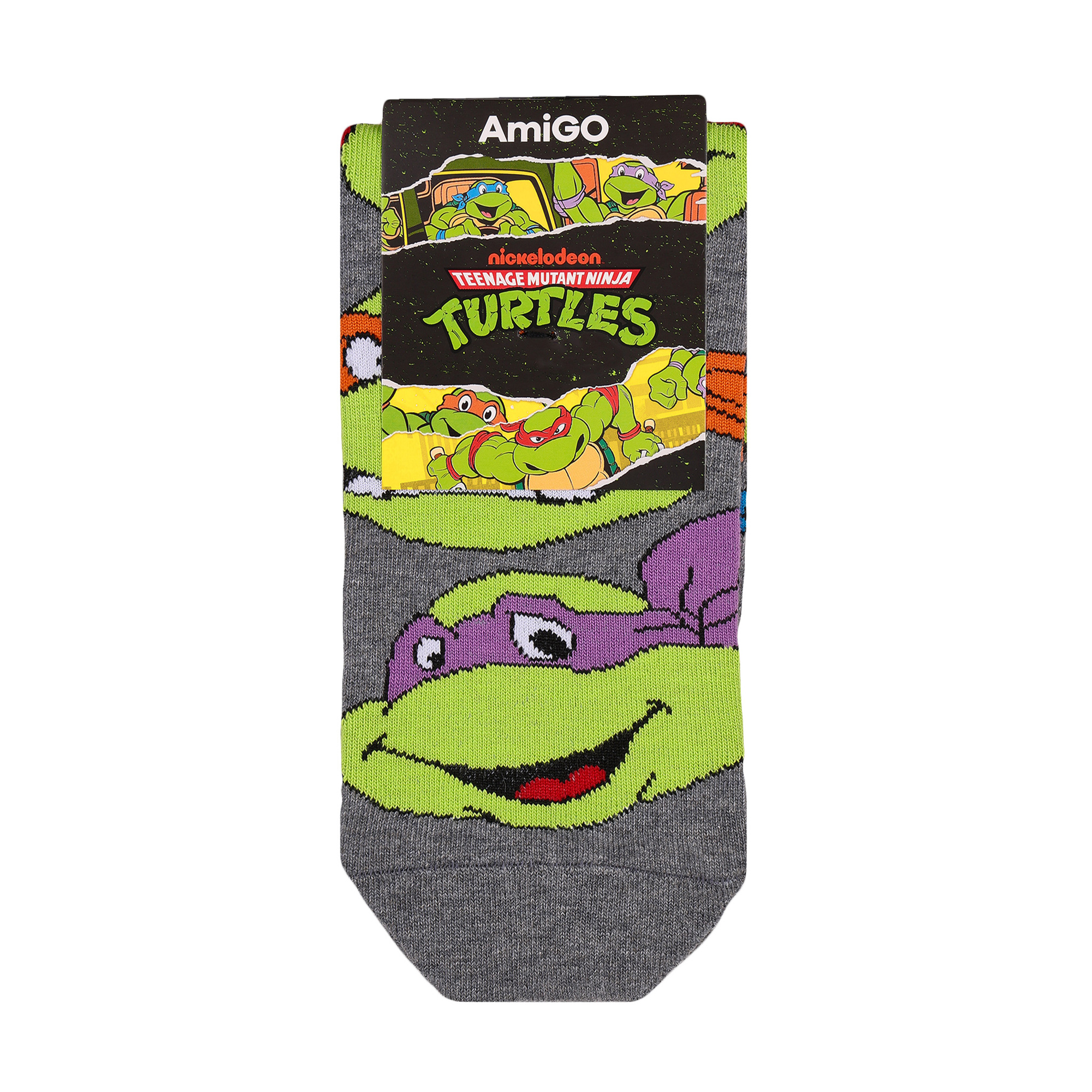 

Шкарпетки чоловічі AmiGO Черепашки-ніндзя, сірі, розмір 25