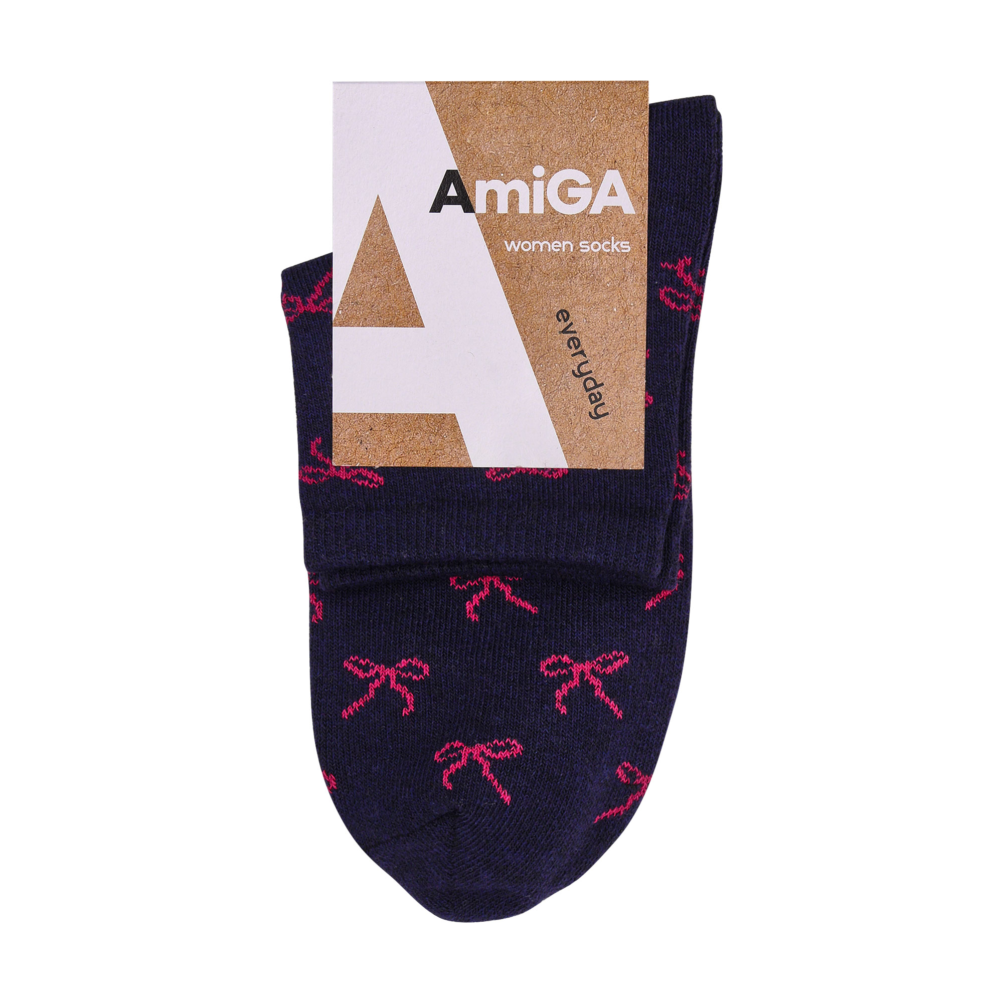 

Жіночі шкарпетки AmiGA чорні, банти, розмір 23-25