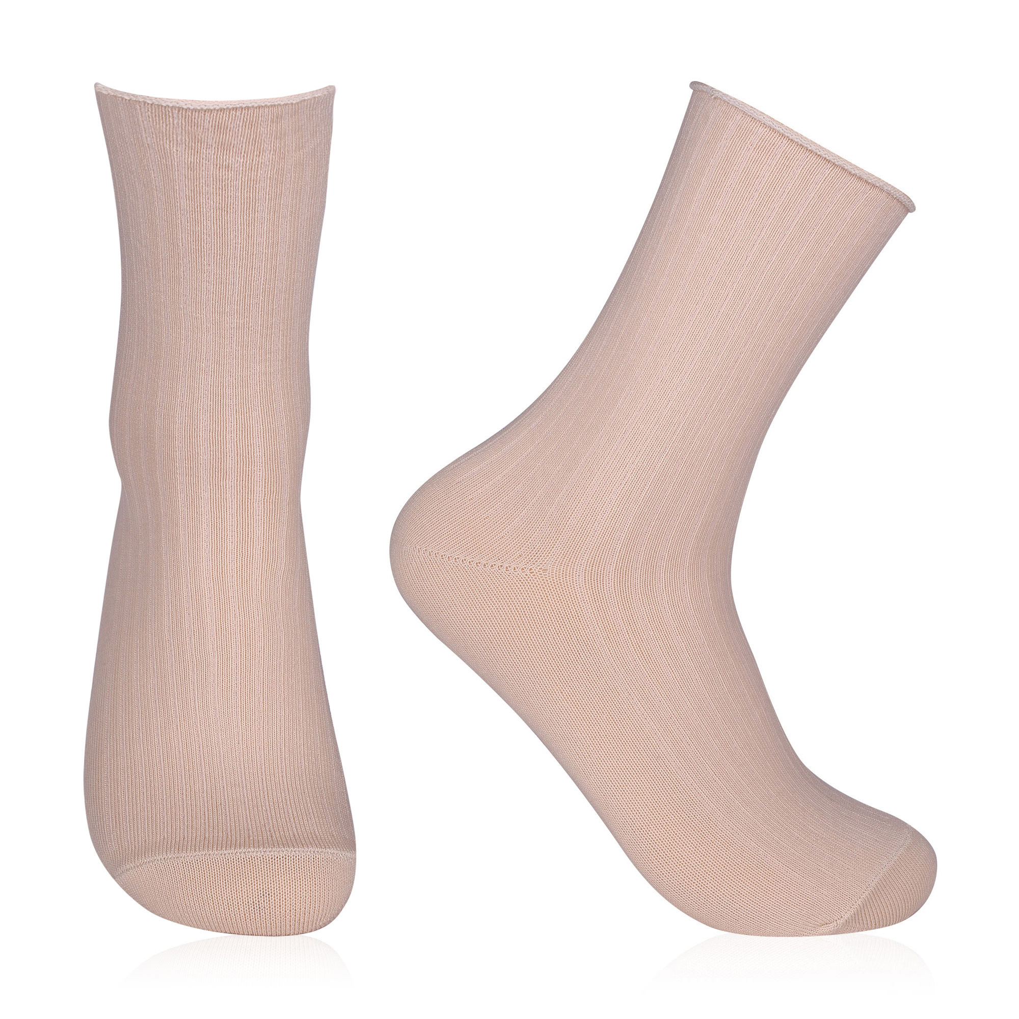 

Жіночі шкарпетки AmiGA високі, антистрес рубчик, молочні, розмір 23-25