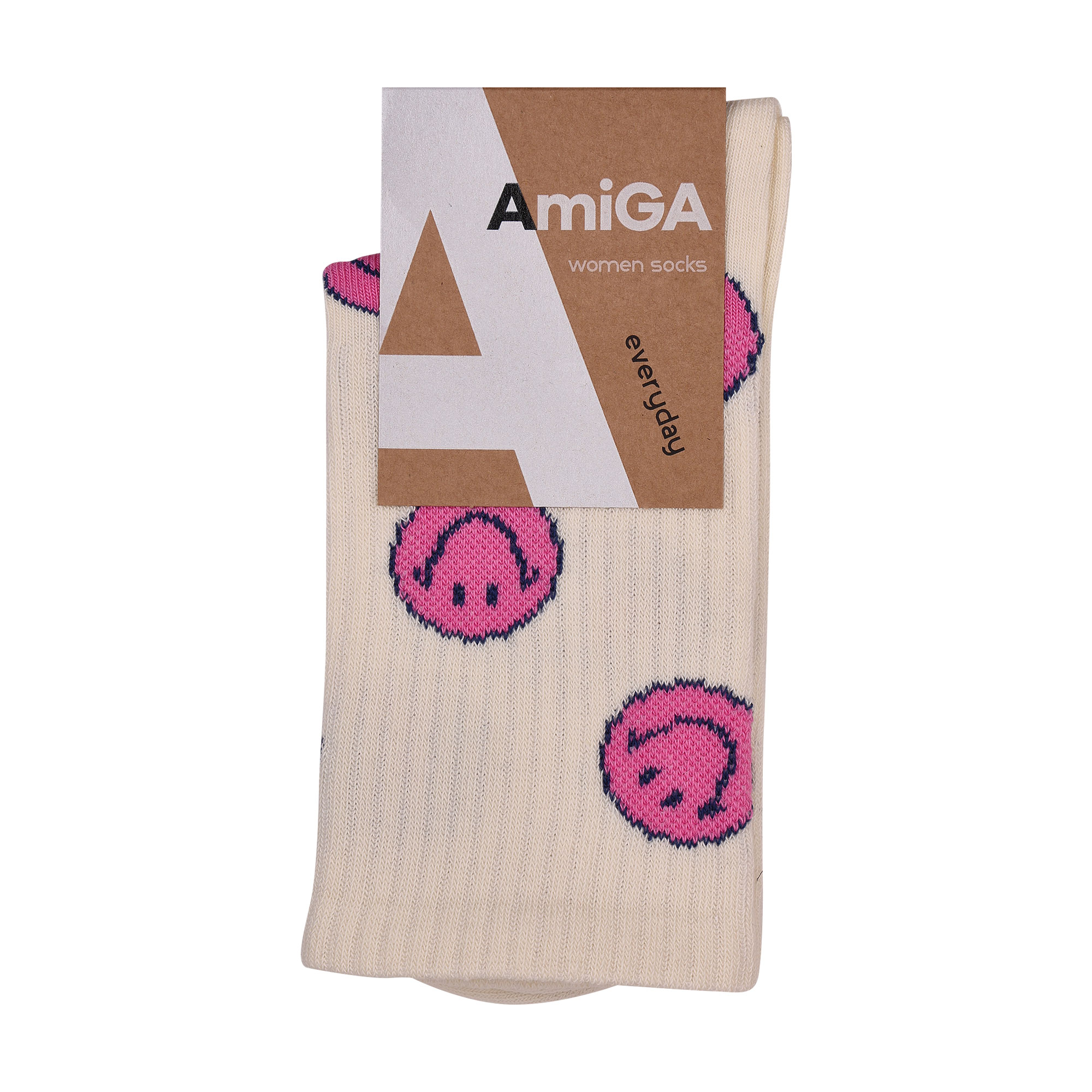 

Жіночі шкарпетки AmiGA з рожевими смайлами, розмір 23-25