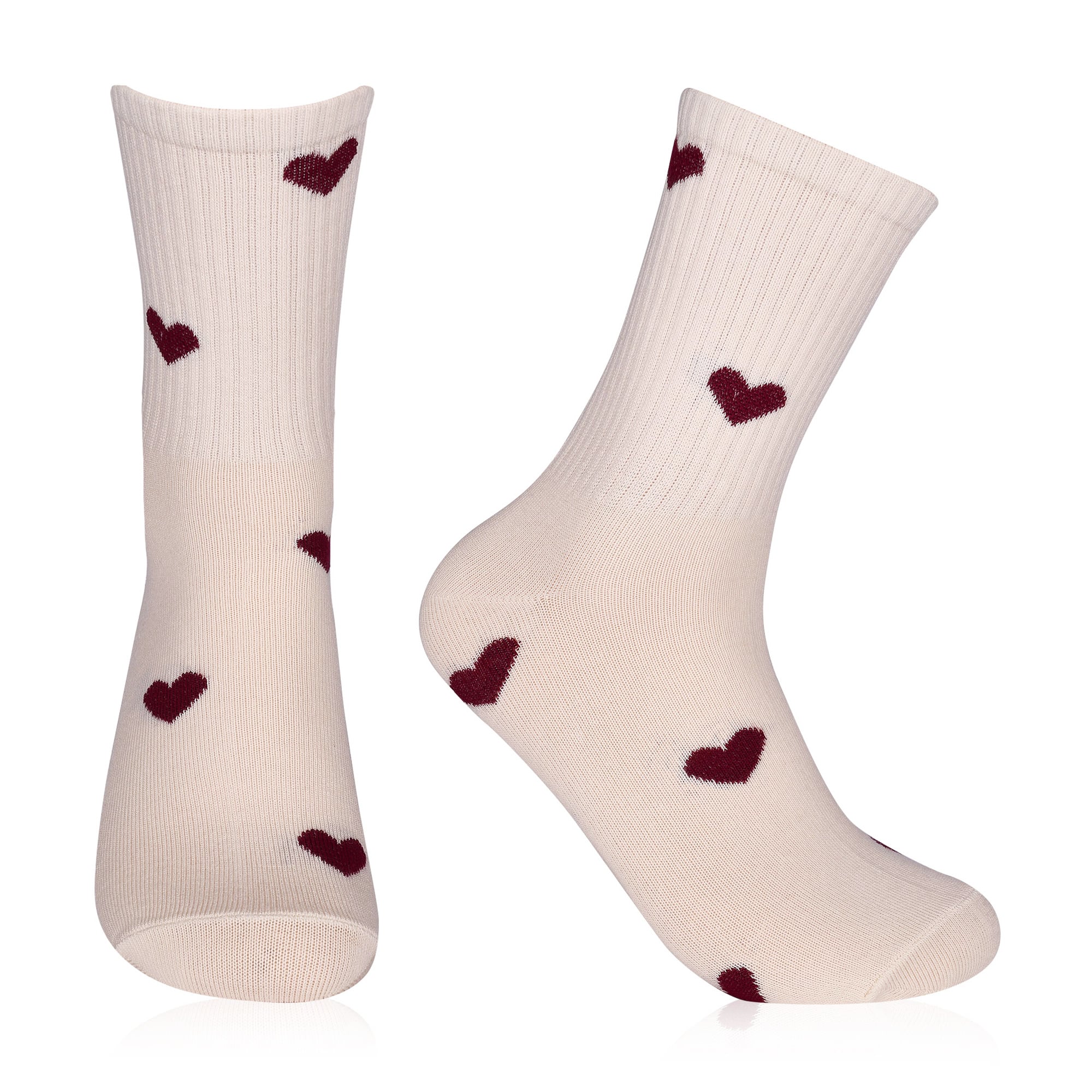 

Жіночі шкарпетки AmiGA бордове сердце на молочному фоні, розмір 23-25