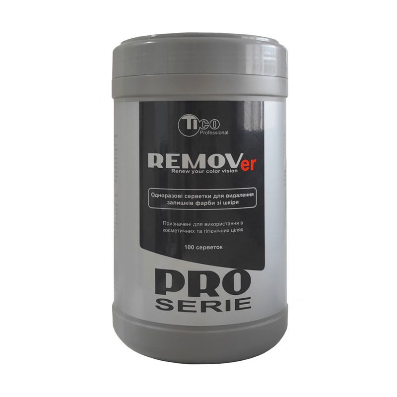

Одноразові серветки для видалення залишків фарби зі шкіри TICO Professional PRO Series REMOVer, 100 шт