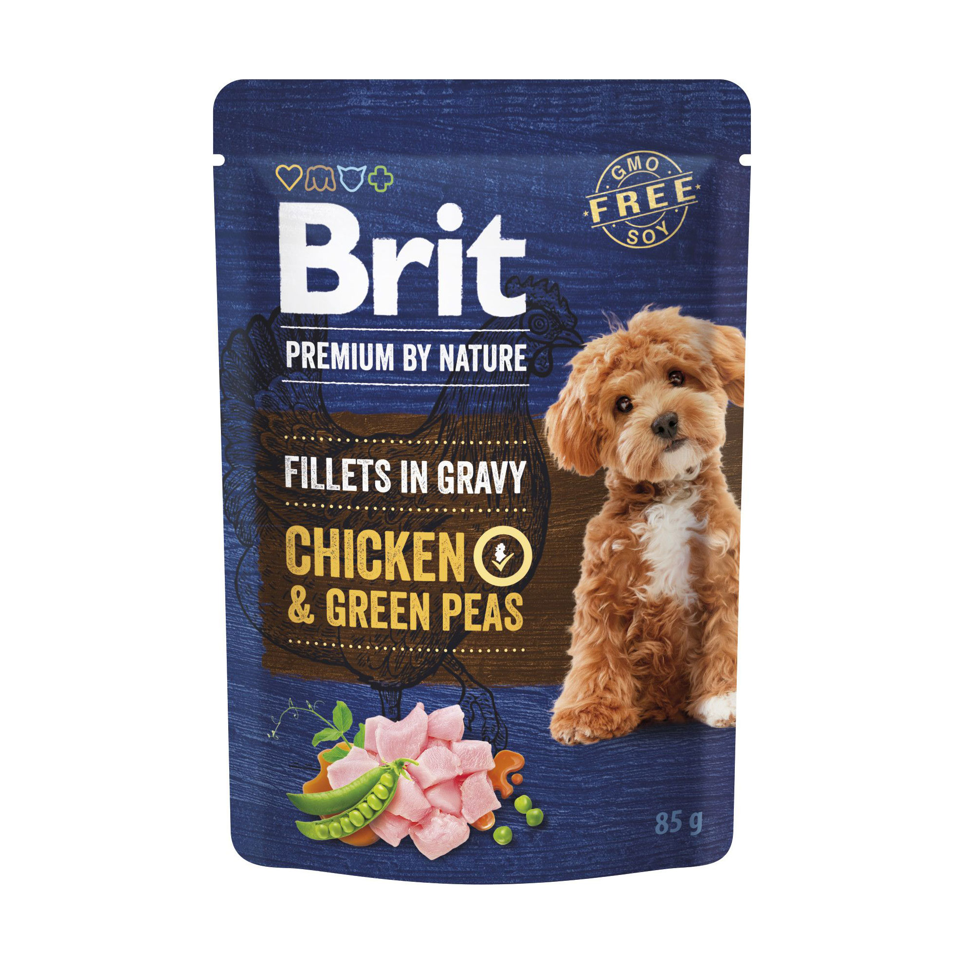 

Вологий корм для собак малих порід Brit Premium Fillets In Gravy Chicken & Green Peas, 85 г