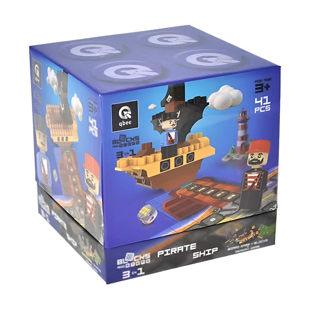 

Конструктор 3 в 1 Qbee Block & Steps: Піратський корабель + ходилка та меморі, 41 деталь, від 3 років (QB300-104)
