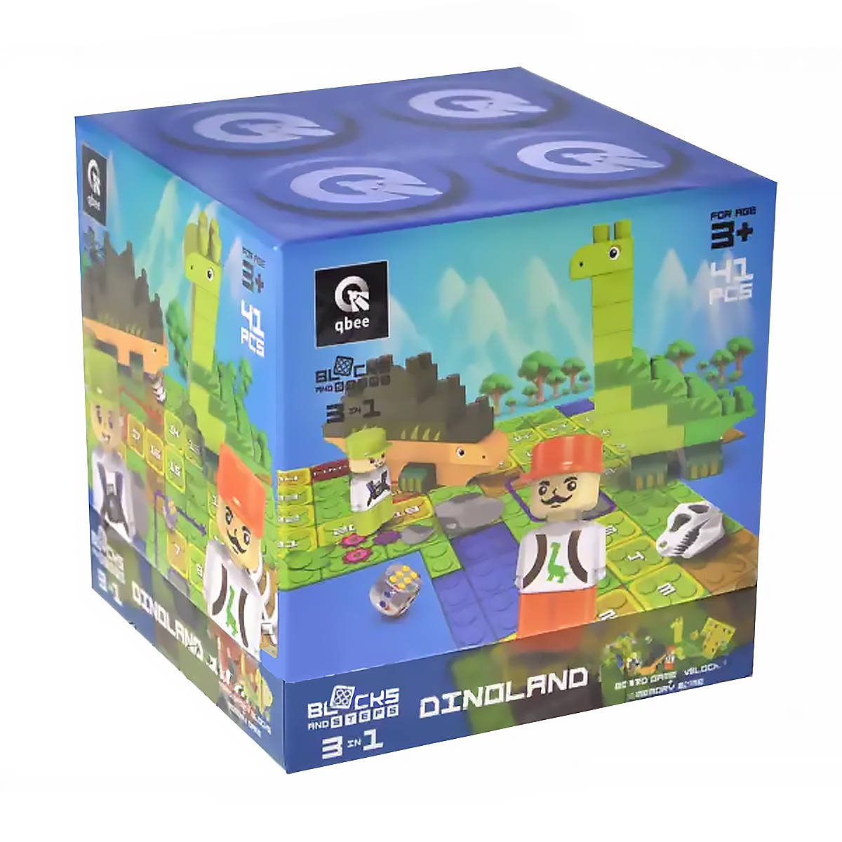 

Дитячий конструктор 3 в 1 Qbee Block & Steps: Земля динозаврів + ходилка та меморі, 41 деталь, від 3 років (QB300-101)
