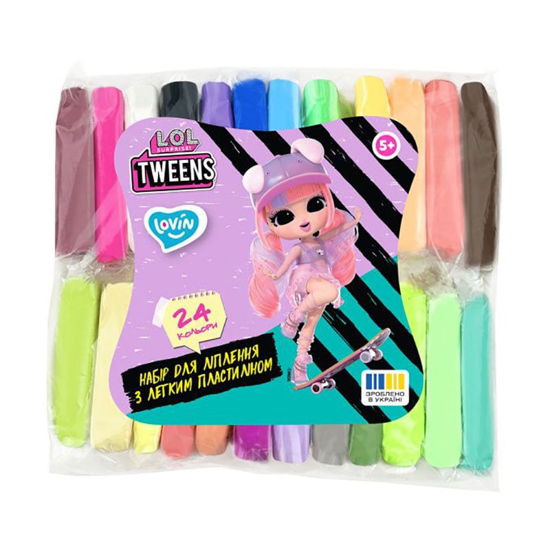 

Набір для ліплення з повітряним пластиліном Lovin Tweens 24 кольори класік, від 5 років, 15*19*4 см, 160 г (LOL70191)