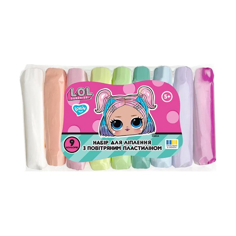 

Набір для ліплення з повітряним пластиліном Lovin 9 кольорів пастель, від 5 років, 8*14*4 см (LOL70194)