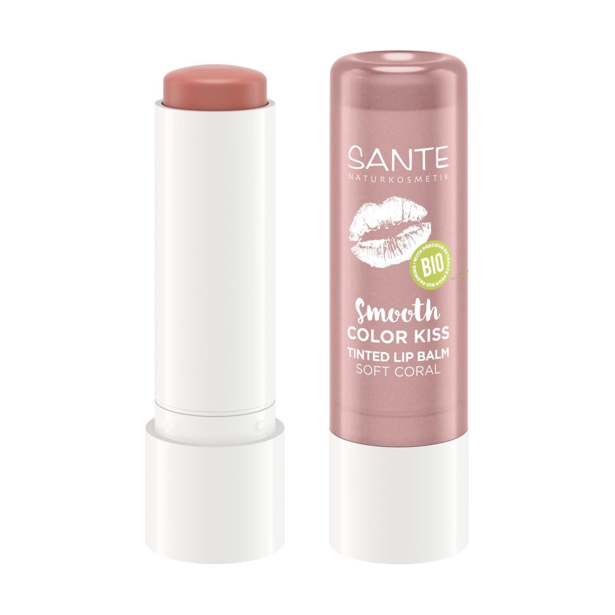 

Тонувальний біо-бальзам для губ Sante Smooth Color Kiss Tinted Lip Balm 01 Soft Coral, 4.8 г