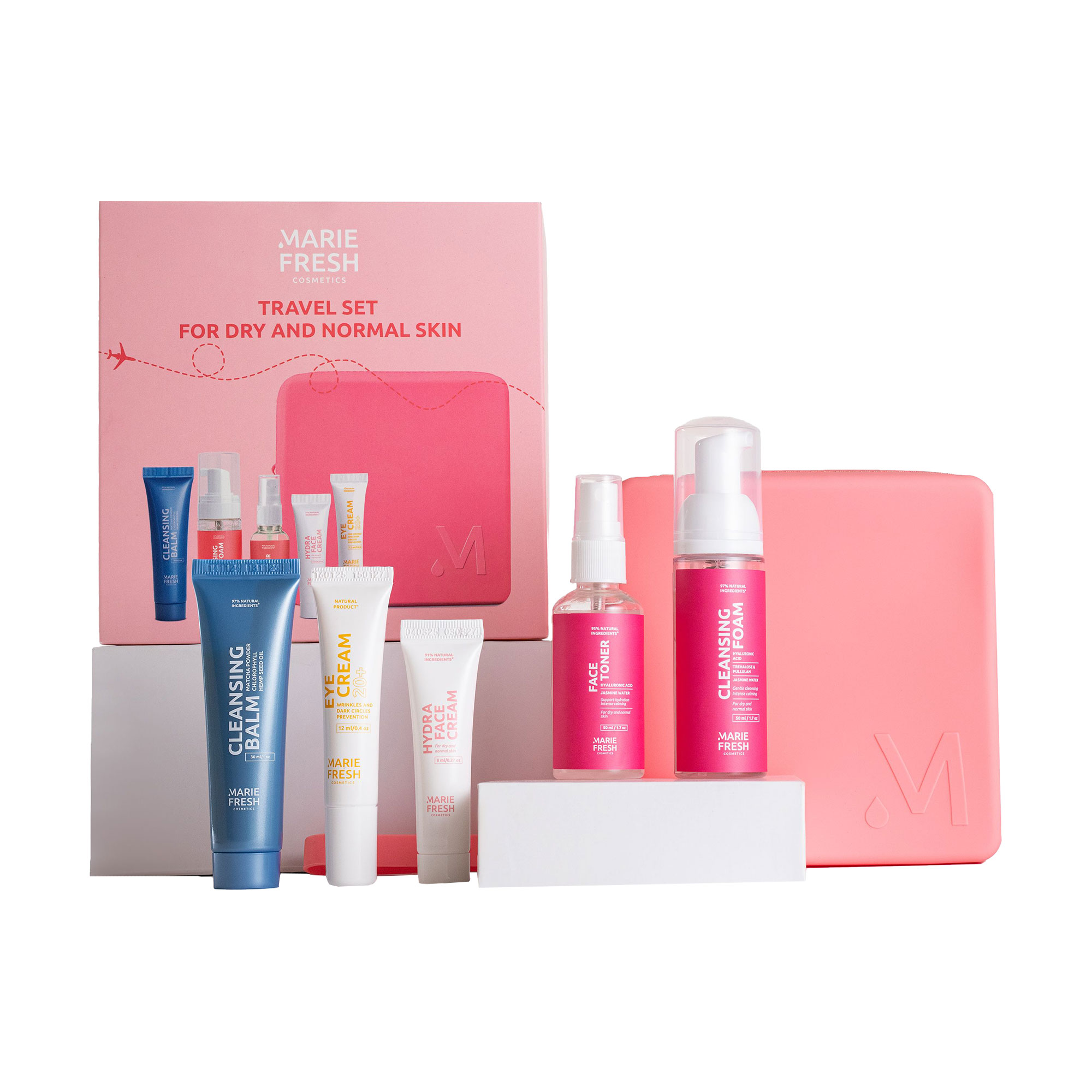 

Дорожний набір Marie Fresh Cosmetics Travel Set для сухої та нормальної шкіри обличчя, 6 предметів