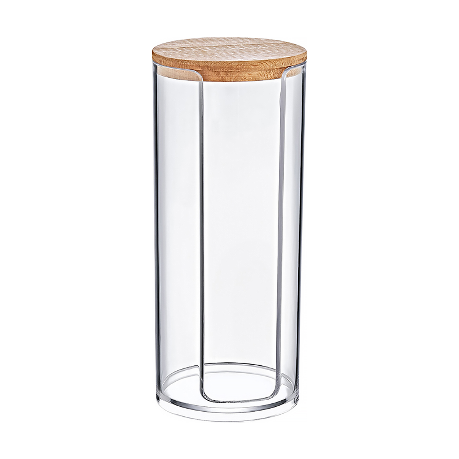 

Циліндр для ватних дисків Boxup з дерев'яною кришкою, прозорий, 6*17 см (FT-203)