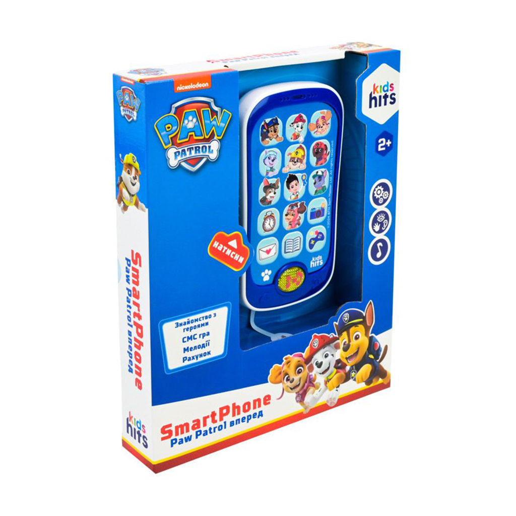 

Інтерактивна іграшка Kids Hits Музичний телефон Paw Patrol, від 2 років, 23*3.5*18.5 см (KH03/006L)