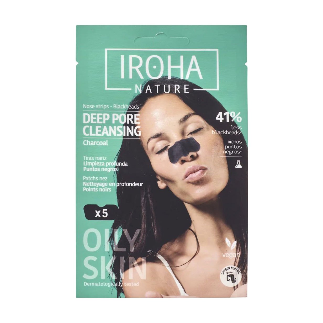 

Патчі для носа Iroha Nature Deep Pore Cleansing Nose Strips з вугіллям, 5 шт