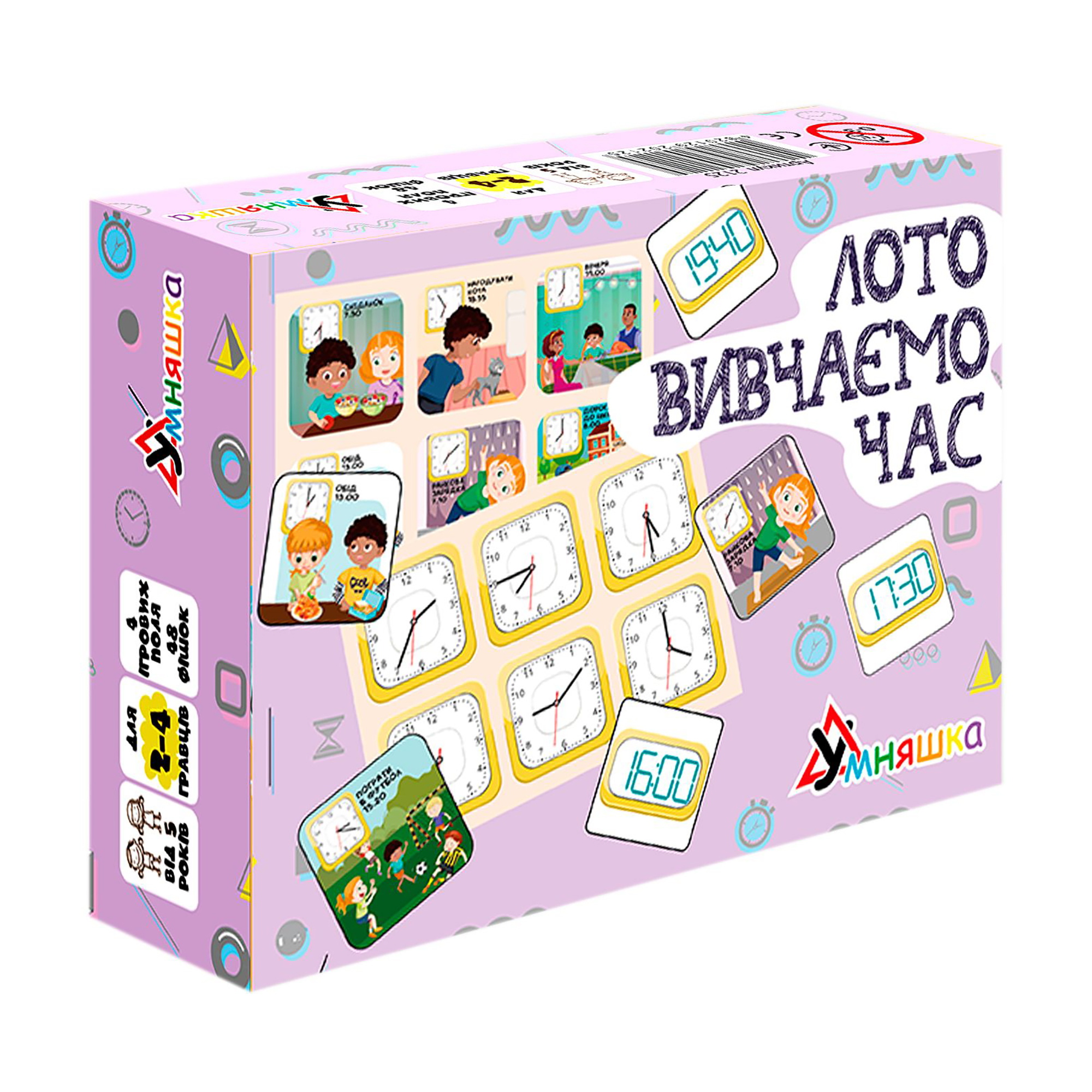 

Розвивальна настільна гра Умняшка Лото вивчаємо час, від 5 років (2125)