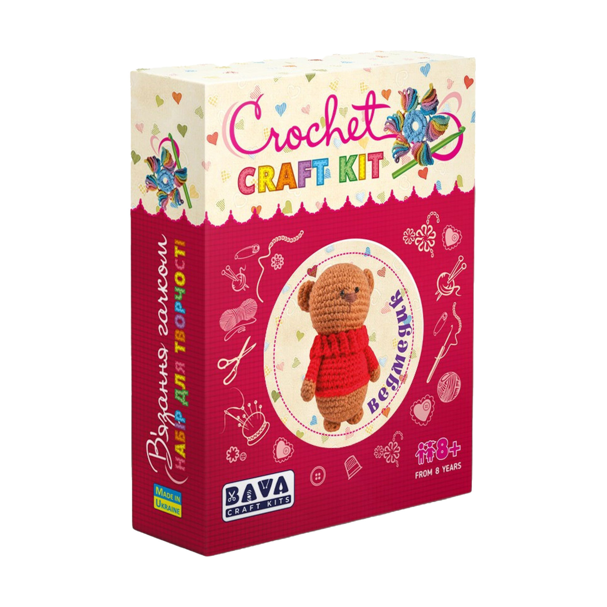 

Набір для в'язання гачком Умняшка Ведмедик, від 8 років (ВК-003)