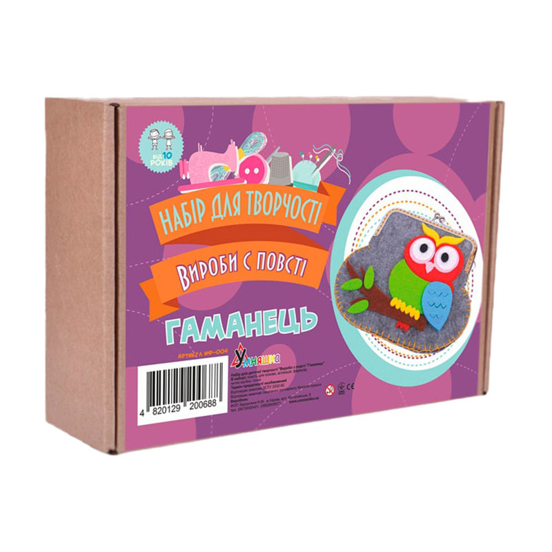 

Набір для творчості Умняшка Вироби з повсті: Гаманець на фермуарі, від 8 років (ИФ-004)