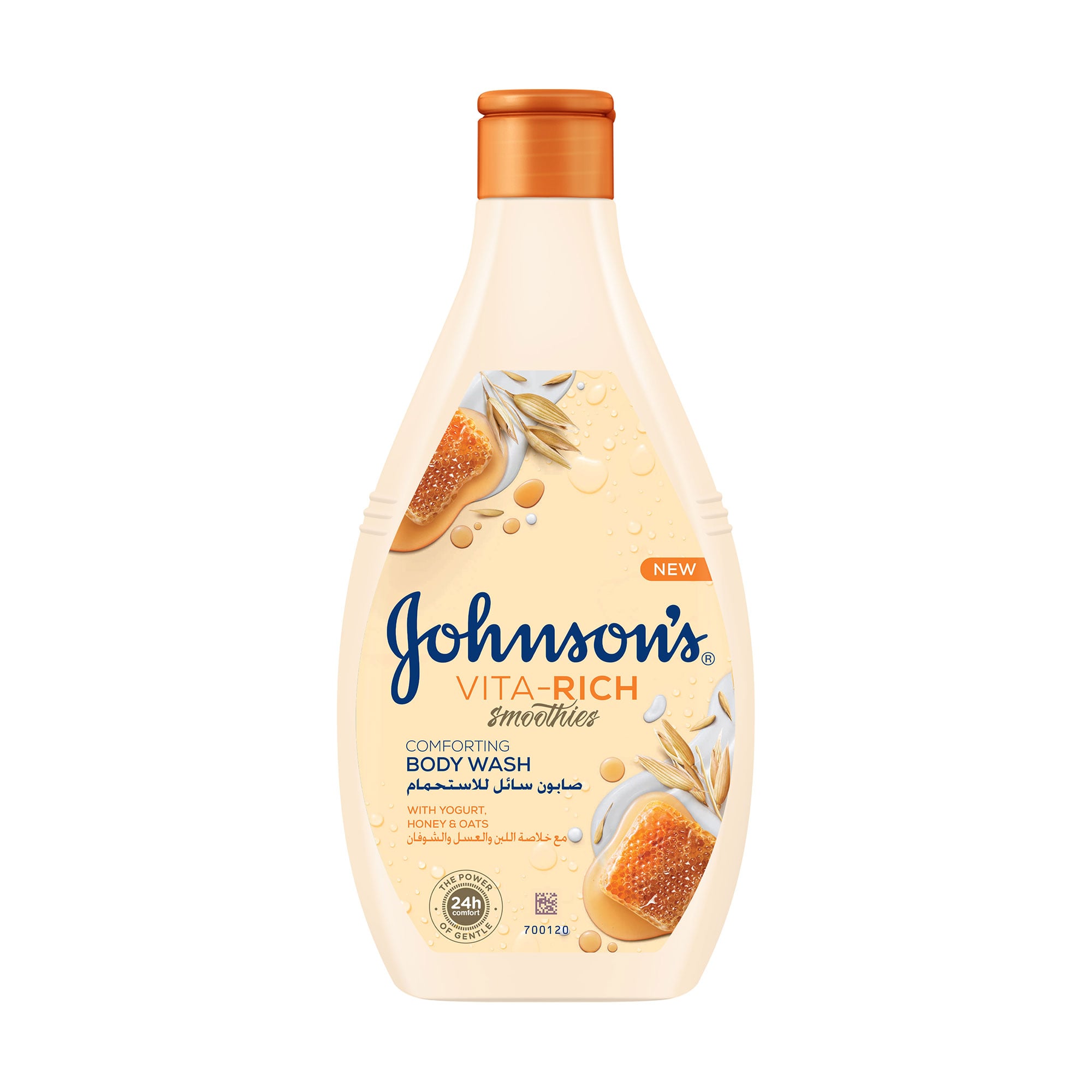 

Доглядовий гель для душу JOHNSON'S Vita-Rich Body Wash з йогуртом, вівсом та медом, 400 мл