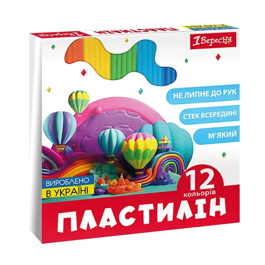 

Пластилін 1 Вересня Classic 12 кольорів, 240 г (540671)