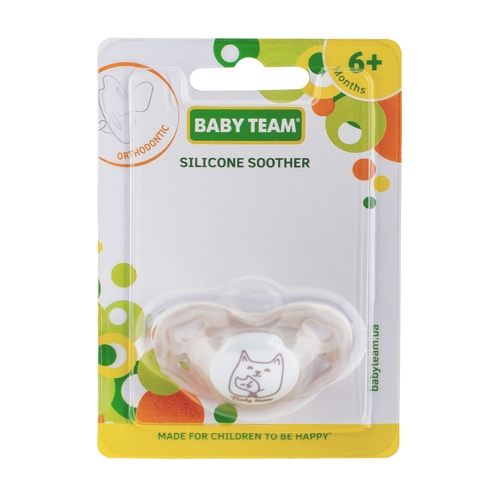 

Пустушка Baby Team силіконова, ортодонтична, від 6 місяців, бежева (3011)