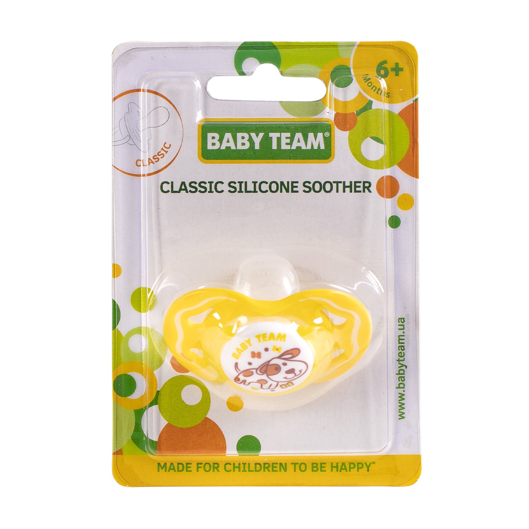 

Пустушка Baby Team силіконова, класична, від 6 місяців, жовта (3014)