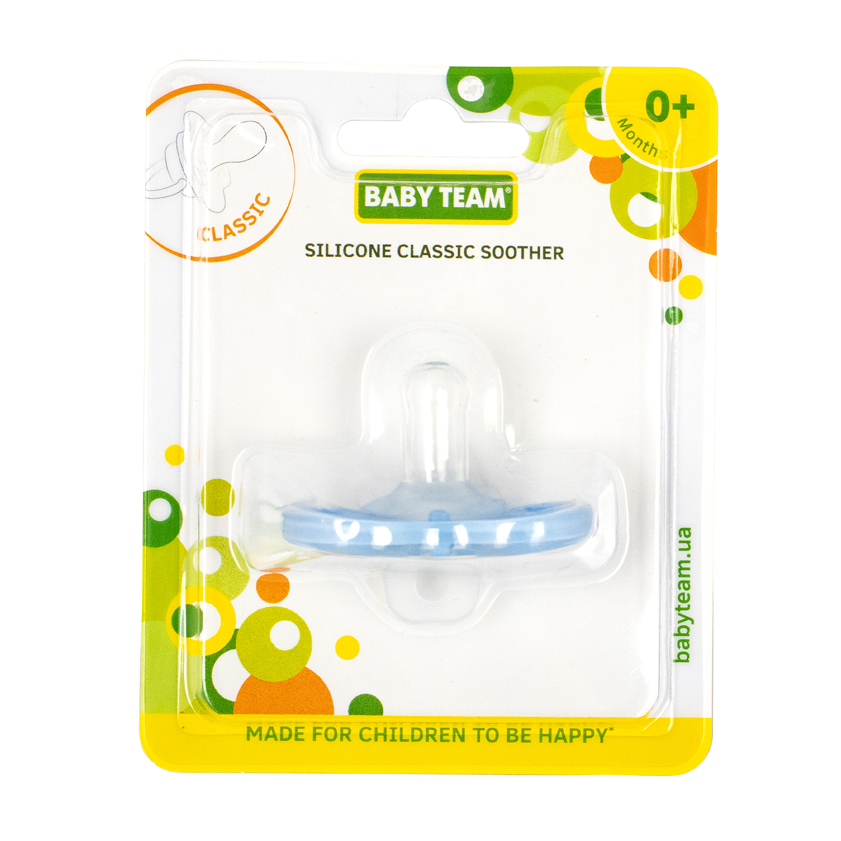 

Пустушка Baby Team силіконова, класична, від народження, блакитна (3055)