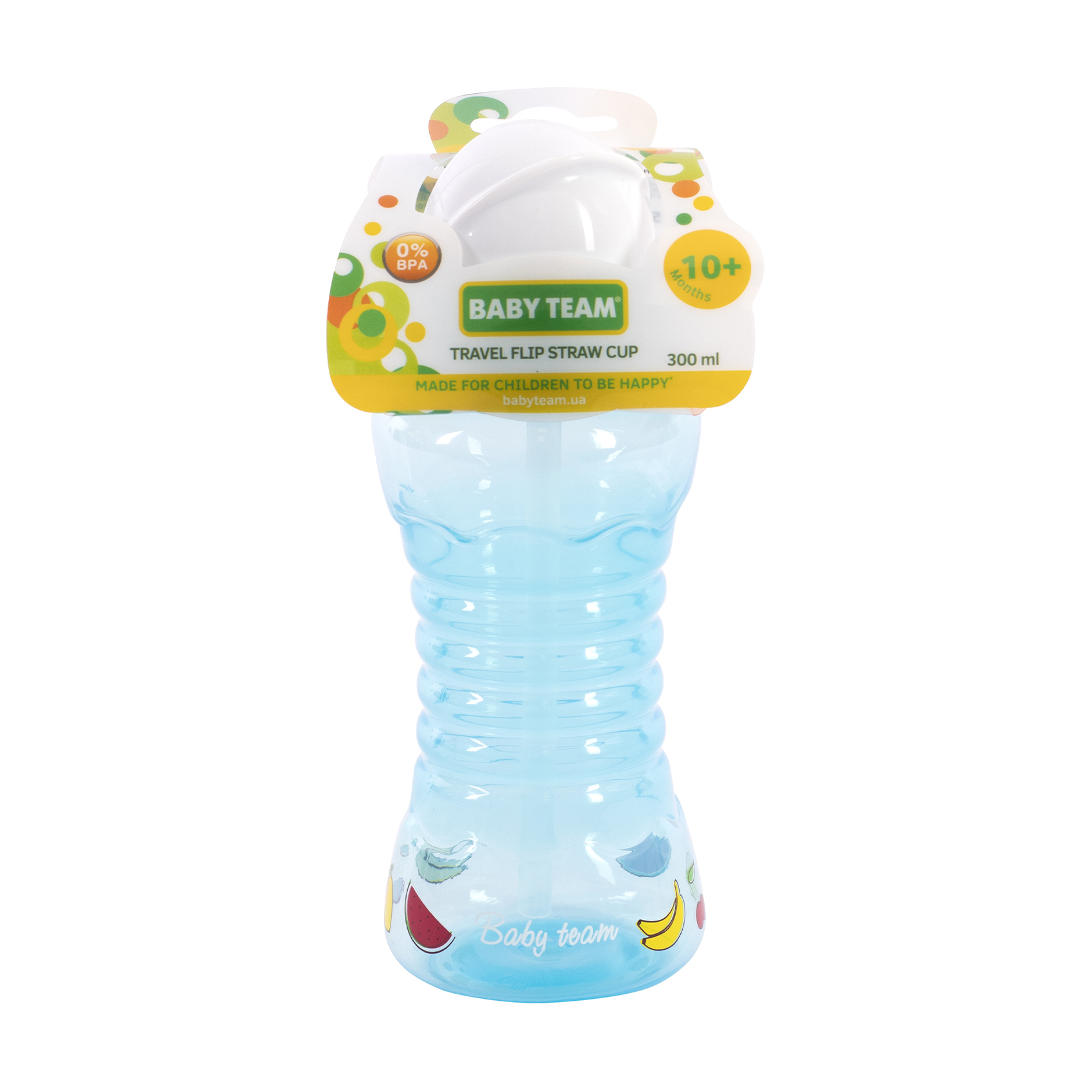 

Поїльник для подорожей Baby Team з трубочкою, від 10 місяців, блакитний, 300 мл (5005)