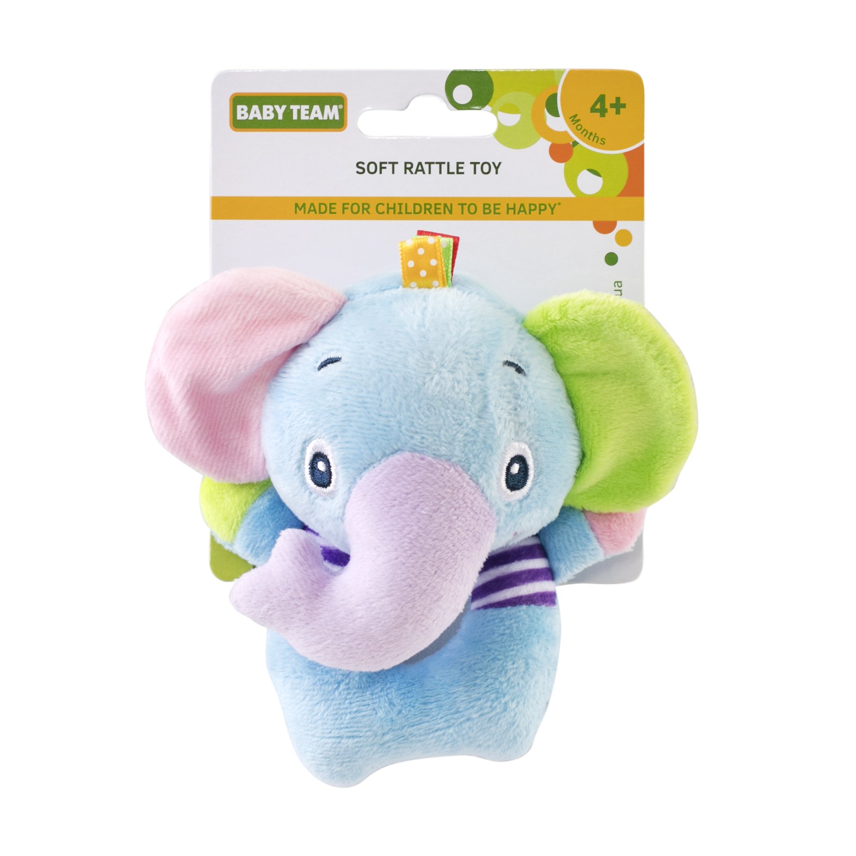 

М'яка іграшка-брязкальце Baby Team Слоник, від 4 місяців (8501)