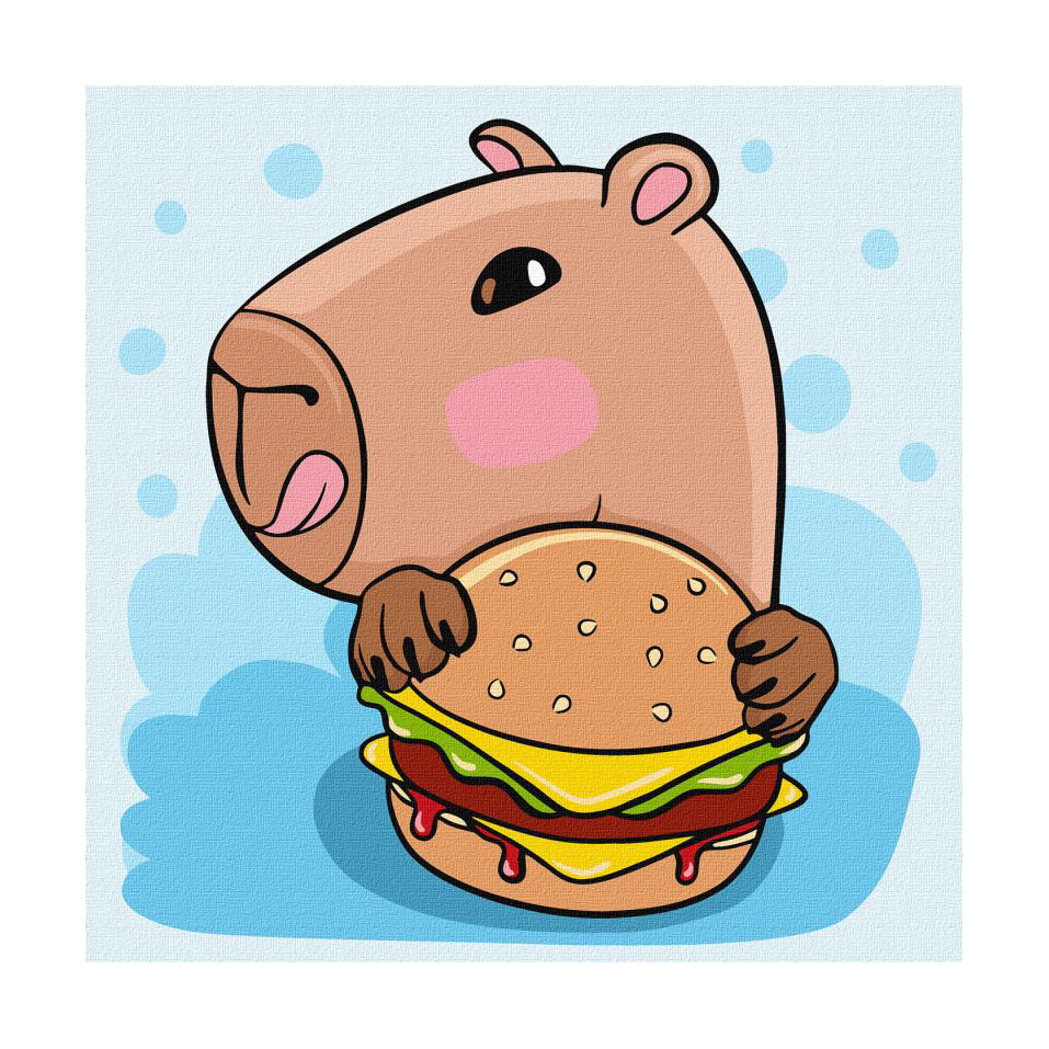 

Картина за номерами Ideyka Капібара і бургер, 30*30 см (KHO1276)