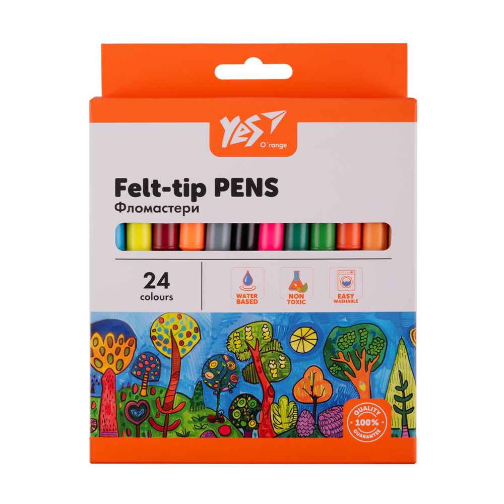 

Набір кольорових фломастерів YES Orange Lineу у картонній коробці, 24 кольори (650558)