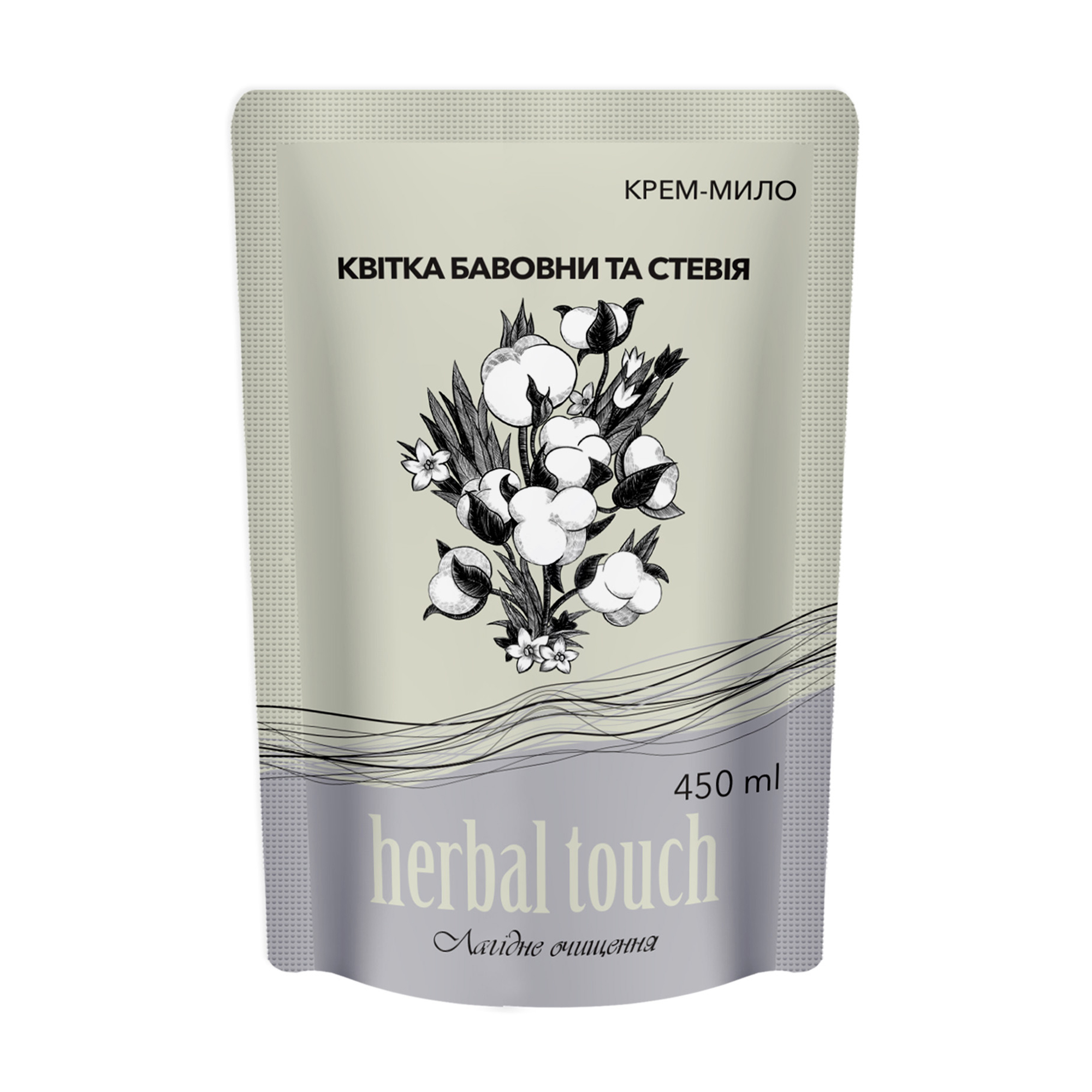 

Гель-мило Herbal Touch Квітка бавовни та стевія, 450 мл (дойпак)