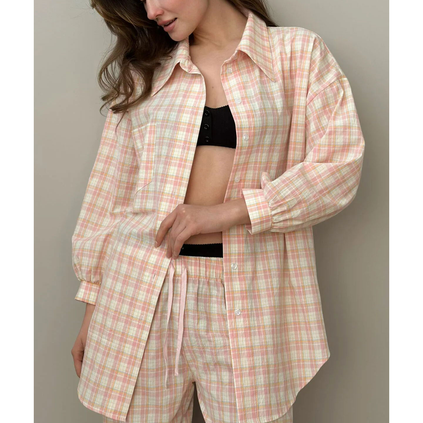 

Сорочка жіноча Miso Бавовна варена, клітинка рожево-жовта, розмір M (14982)