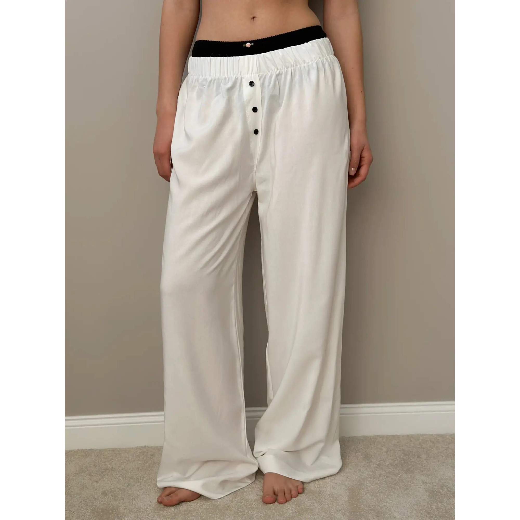 

Штани жіночі Miso Моно з гульфом, штапель, молочні, розмір L (14757)