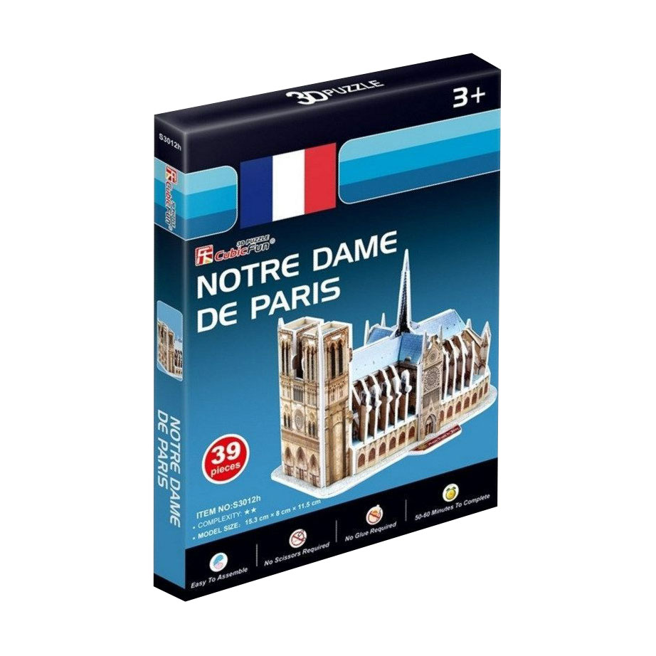 

Тривимірна головоломка-конструктор CubicFun Паризької Богоматері, від 3 років, 39 деталей (S3012h)