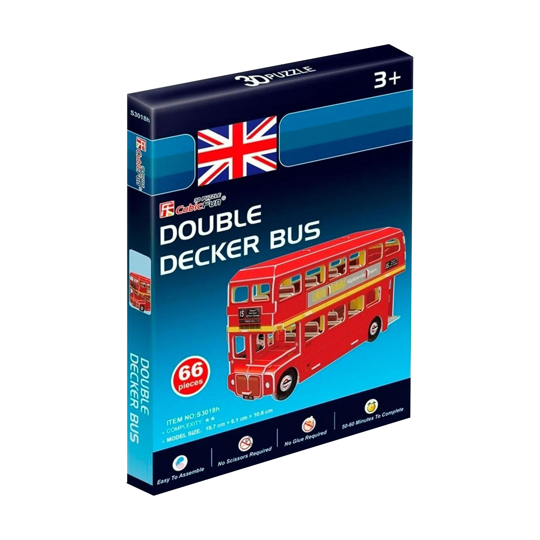 

Тривимірна головоломка-конструктор CubicFun Автобус Дабл Декер, від 3 років, 66 деталей (S3018h)