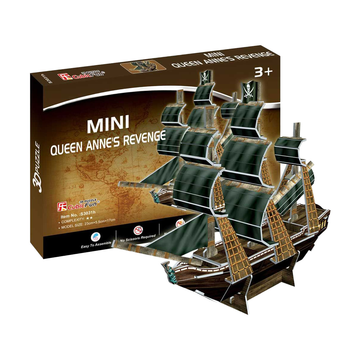 

Тривимірна головоломка-конструктор CubicFun Корабель Помста Королеви Анни, від 3 років, 24 деталі (S3031h)