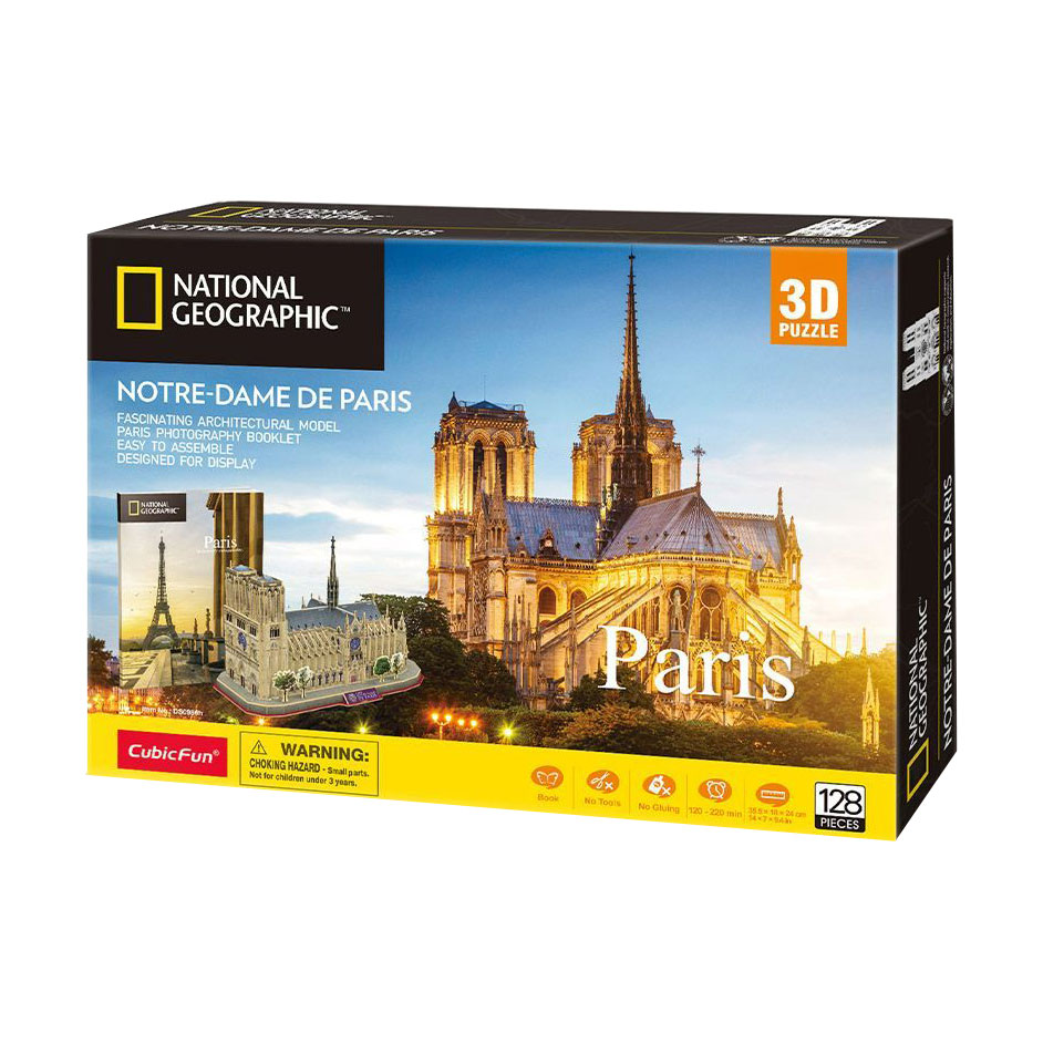 

Тривимірна головоломка-конструктор CubicFun National Geographic Нотр-Дам де Парі, від 8 років, 128 деталей (DS0986h)