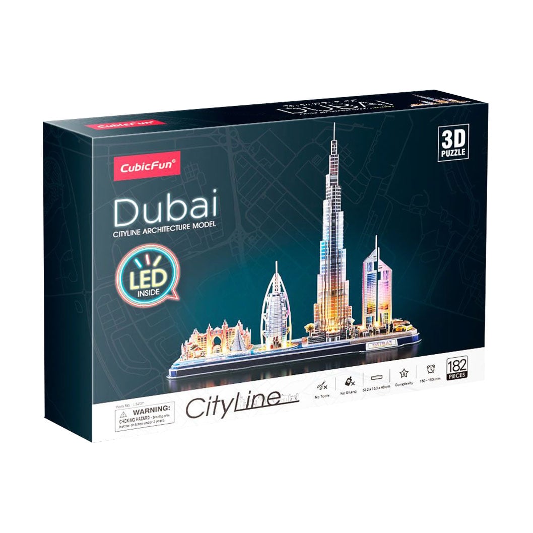 

Тривимірна головоломка-конструктор з LED-підсвіткою CubicFun Дубай, від 6 років, 182 деталі (L523h)