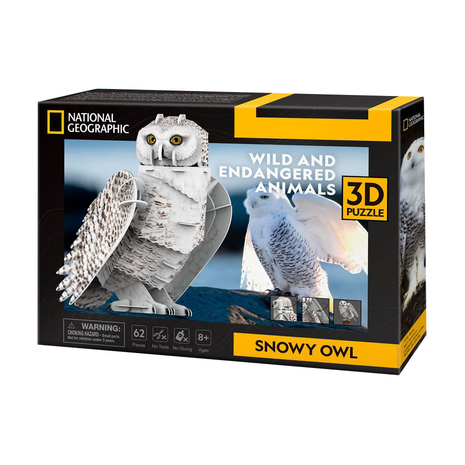 

Тривимірна головоломка-конструктор CubicFun Зникаючі тварини Сніжна сова, від 8 років, 62 деталі (DS1079h)