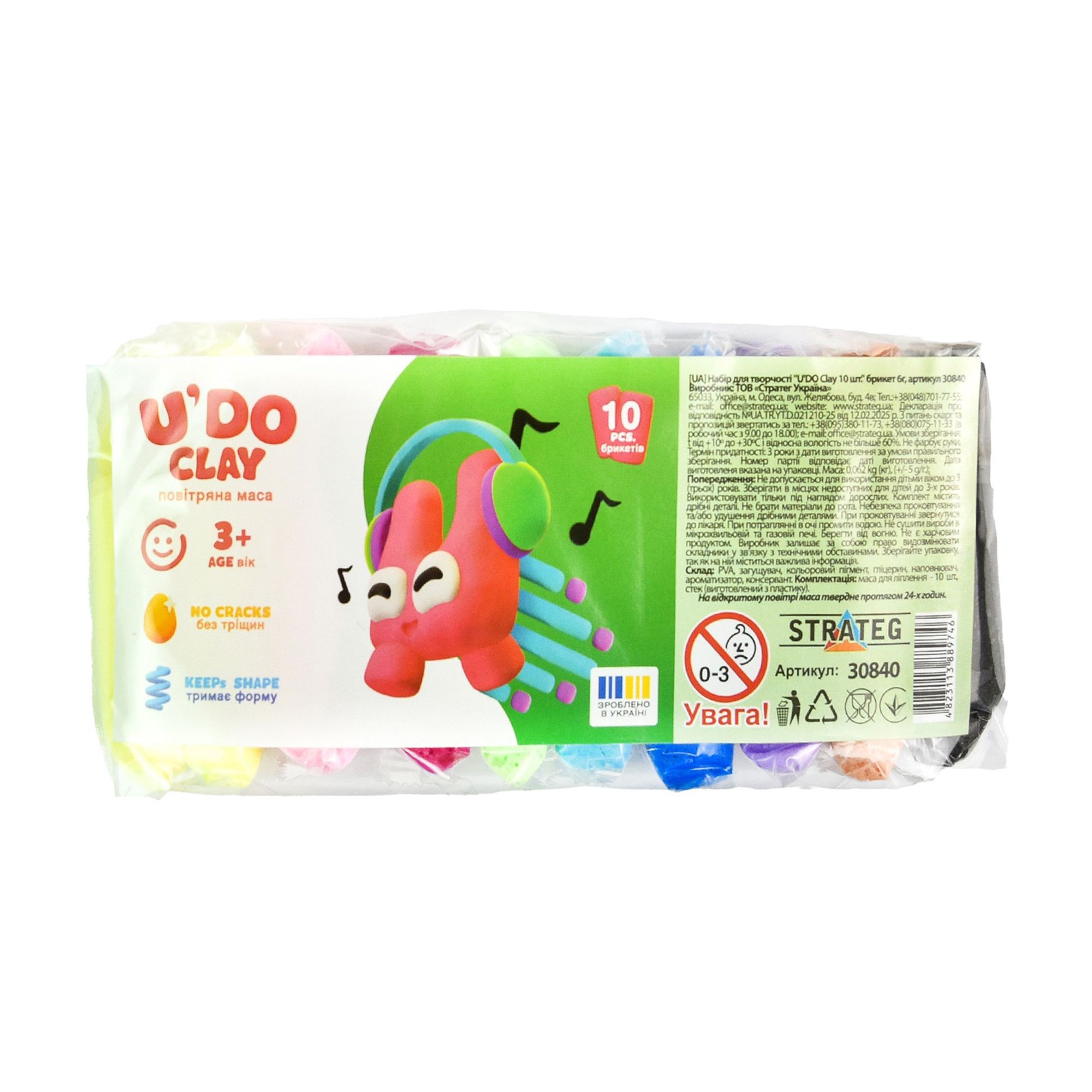 

Набір для творчості Strateg U'do Clay від 3 років, 10*6 г (30840)