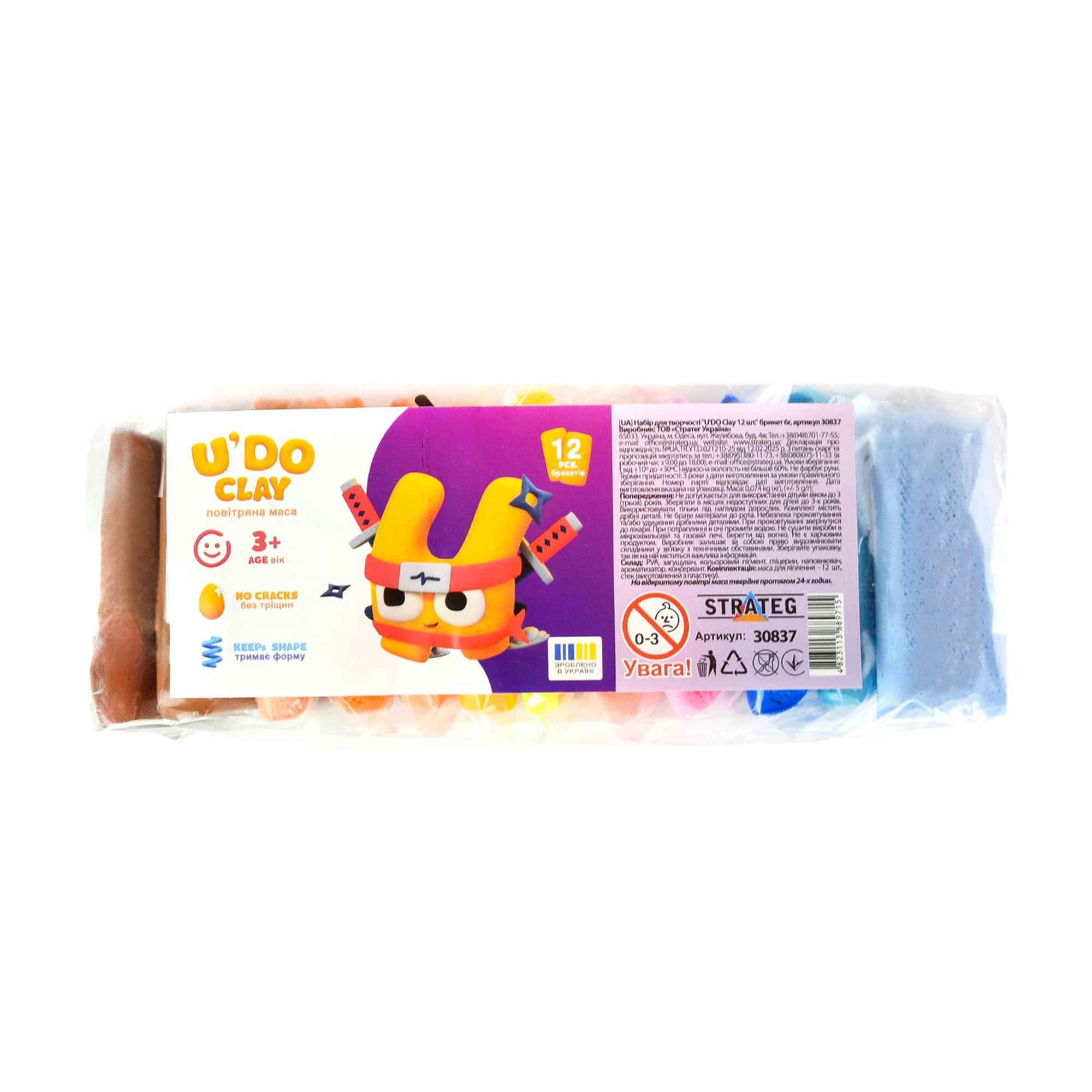 

Набір для творчості Strateg U'DO Clay від 3 років, 12*6 г (30837)