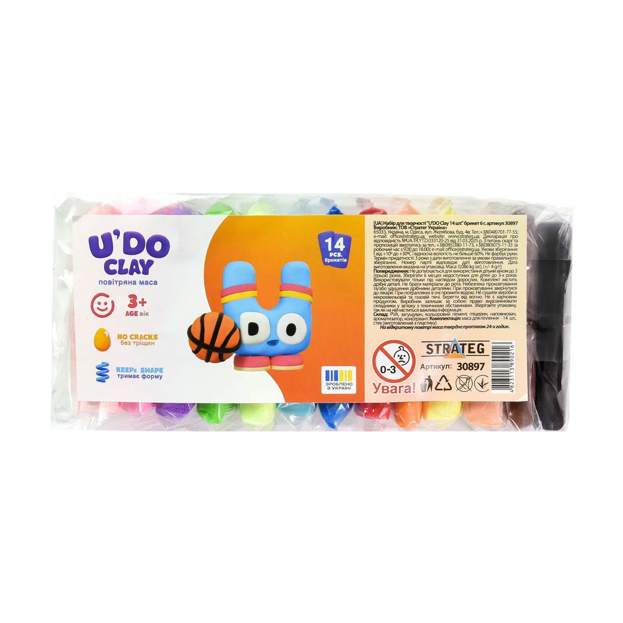 

Набір для творчості Strateg U'DO Clay від 3 років, 14*6 г (30897)