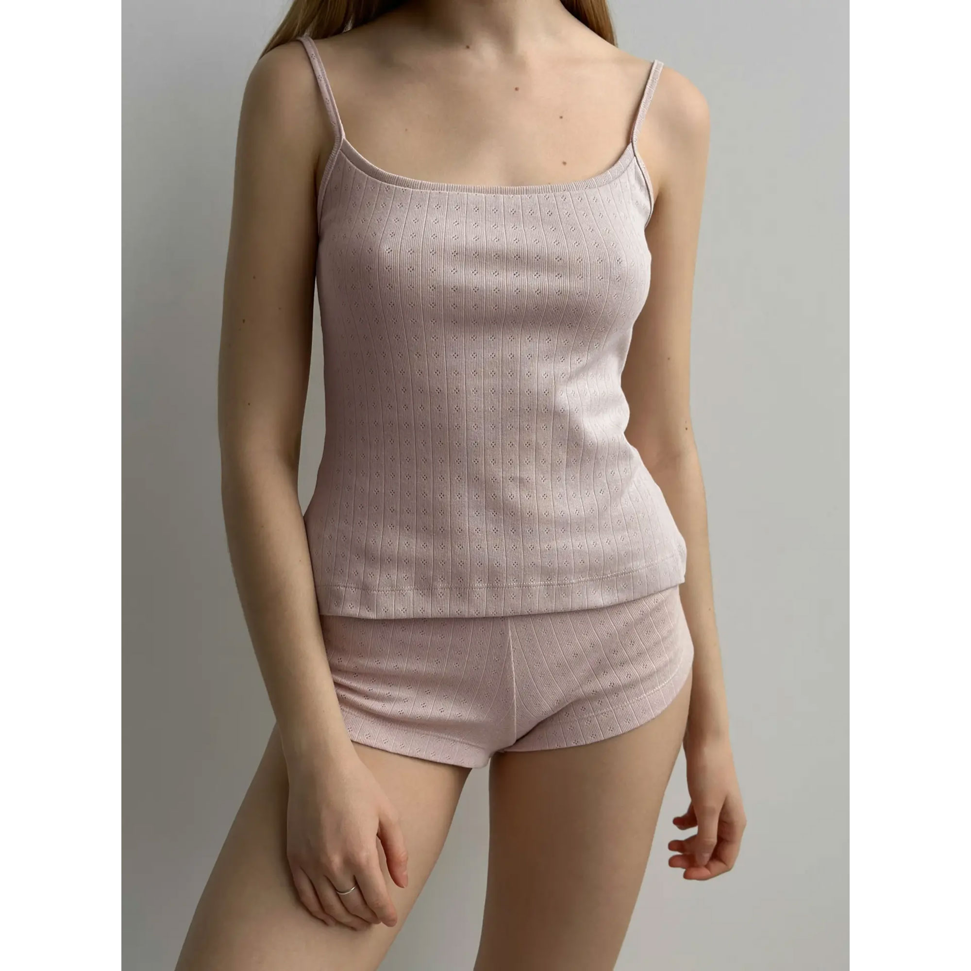 

Майка жіноча Miso Рібана, на бретелях, пудра, розмір S (14891)