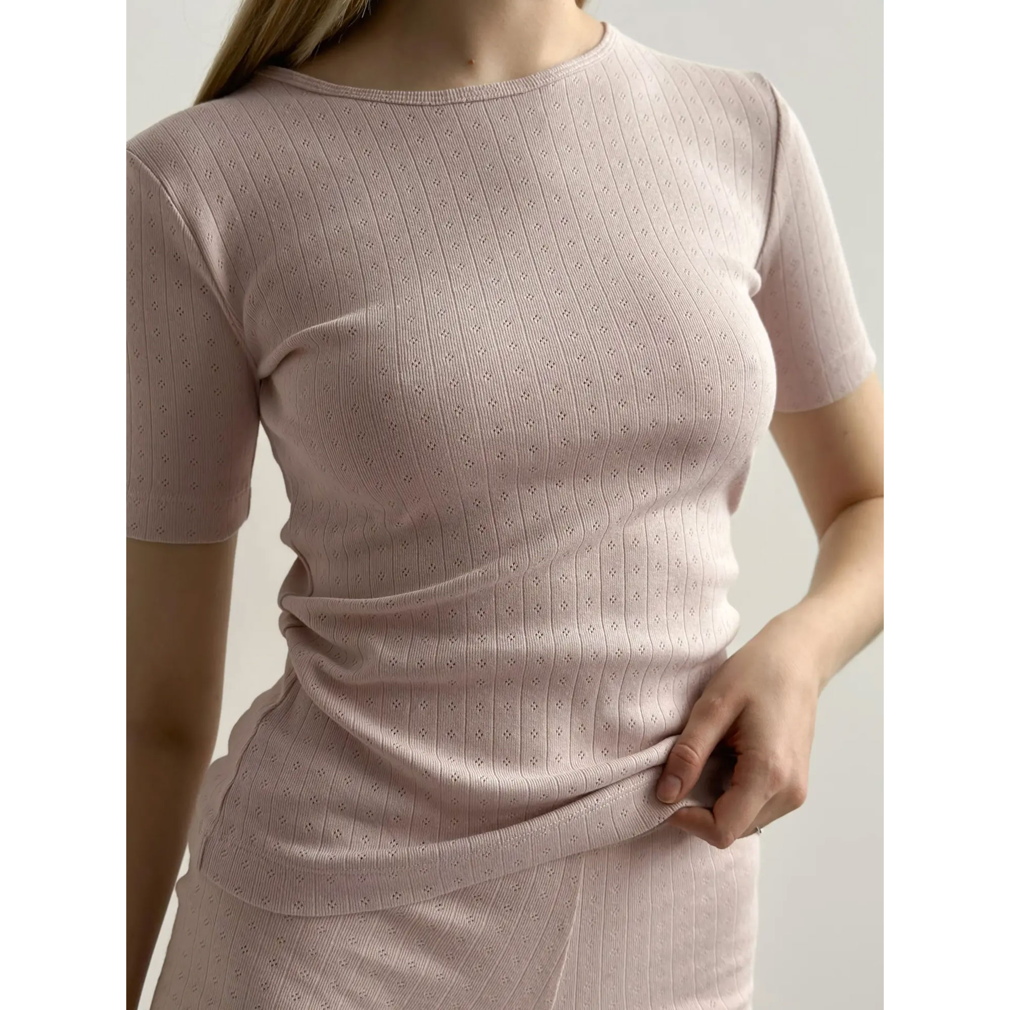 

Футболка жіноча Miso Рібана, пудра, розмір M (14890)